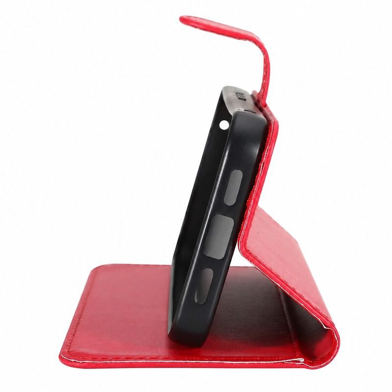 Red leather wallet case for Google Pixel 10a with stand function