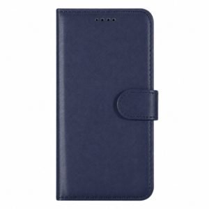 Custom blue leather wallet case for Google Pixel 10a front view