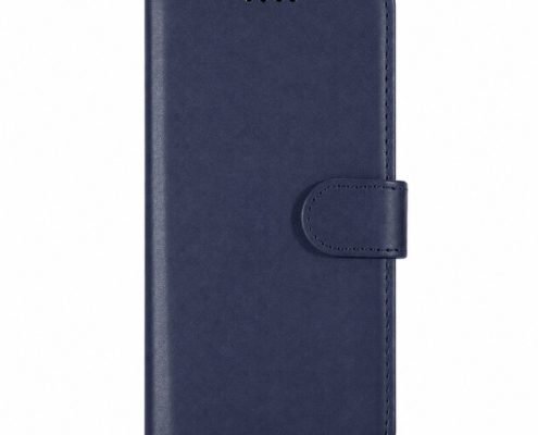 Custom blue leather wallet case for Google Pixel 10a front view
