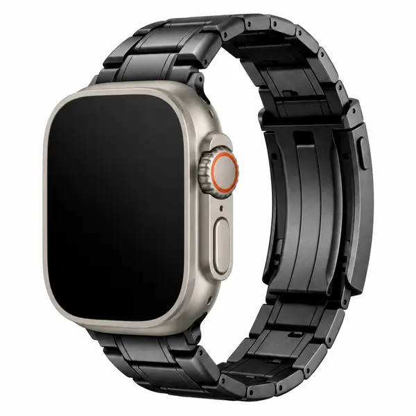 BD9-4-black-five-link-stretch-clasp-band-front-view